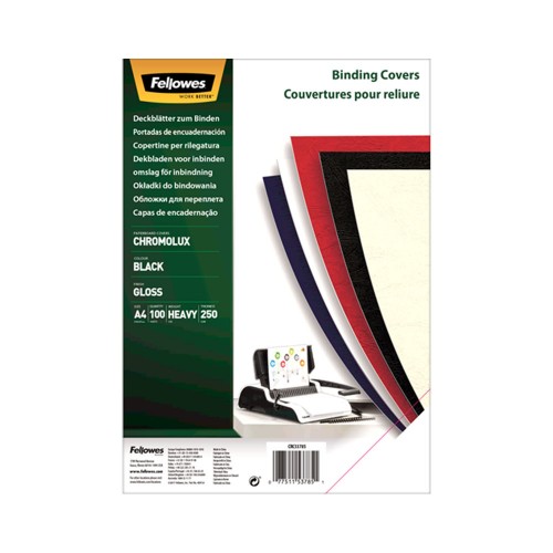 Capa Encadernação A4 250g Cartão Cromolux 1 Face Preto 100un