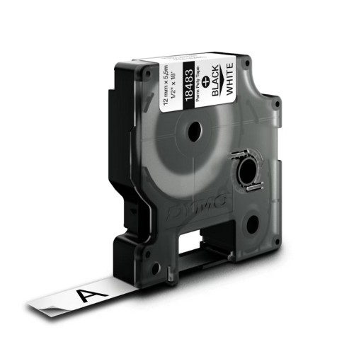 Fita Gravação Dymo 12mmx5,5m Preto/Branco (18483)