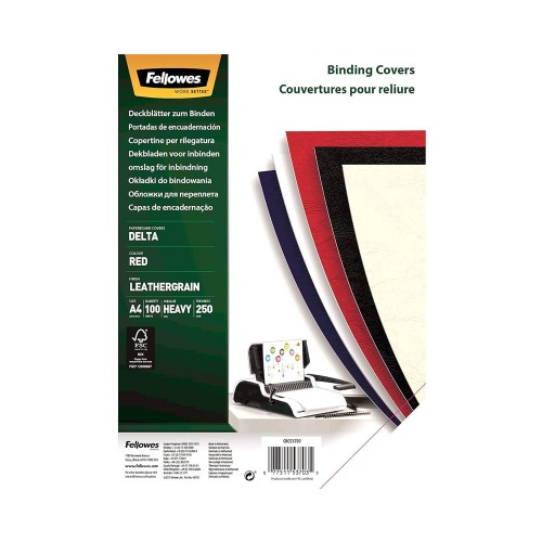 Capa Encadernação A4 250g Delta Couro Vermelho 100un