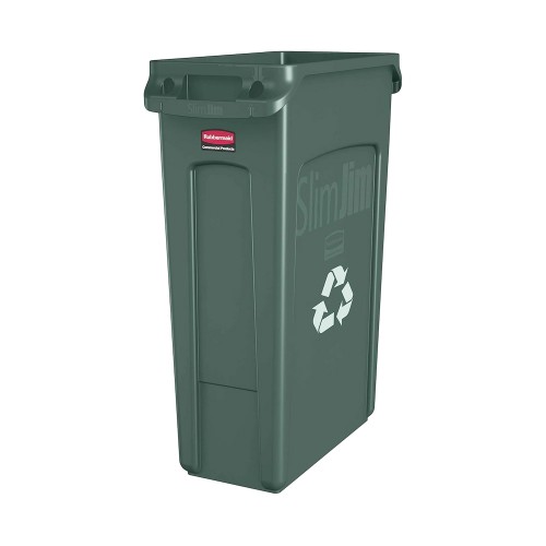 Contentor 87L Plástico Slim Jim s/Tampa c/Canais Vent Verde