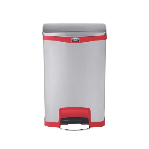 Contentor 50L Metal c/Pedal Cinza/Vermelho