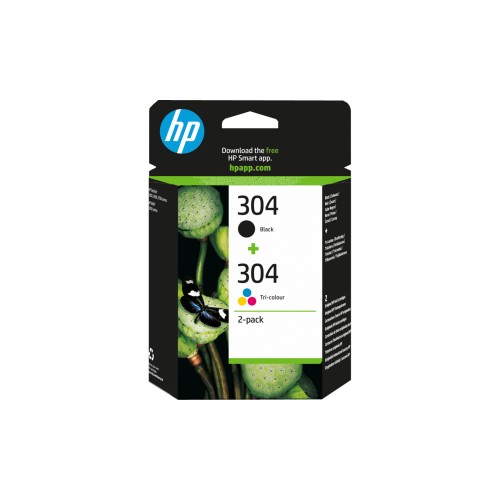 Pack Tinteiros HP 304 Preto/Cor 3JB05A 4ml/2ml