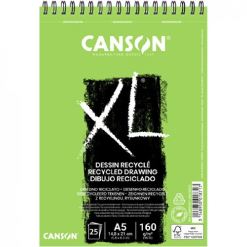 Bloco Espiralado Canson XL Recycle A5 160g 25Fls