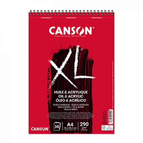 Bloco Espiralado Canson XL Óleo e Acrílico A4 290g 30Fls