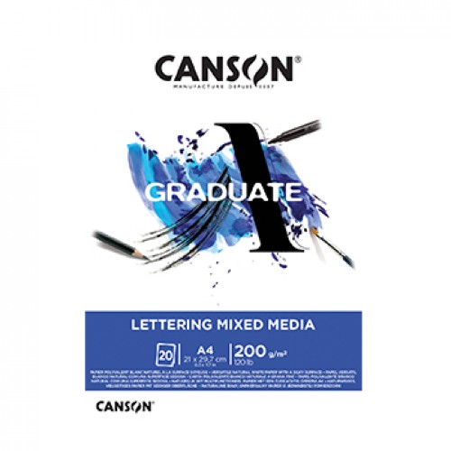 Bloco Canson Graduate Lettering Mixed Media A4 200g 20Fls