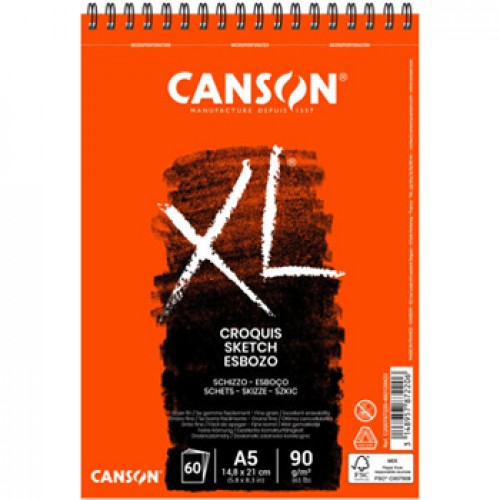 Bloco Espiralado Canson XL Croquis A5 90g 60Fls