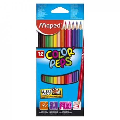Lápis Cor 12un Cx Cartão Maped Peps Long  20cm
