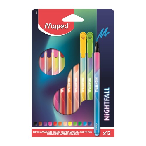 Marcador Feltro Maped Peps Nightfall Cx 12un