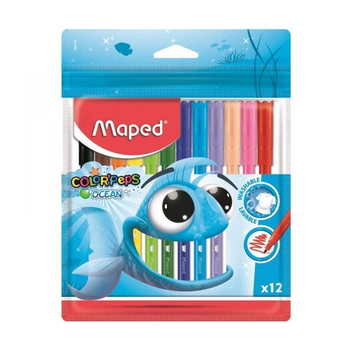 Marcador Feltro Maped Color Peps Ocean 12 Cores