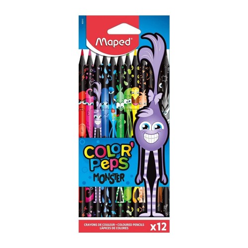 Lápis Cor 12un Cx Cartão Maped Peps Monsters
