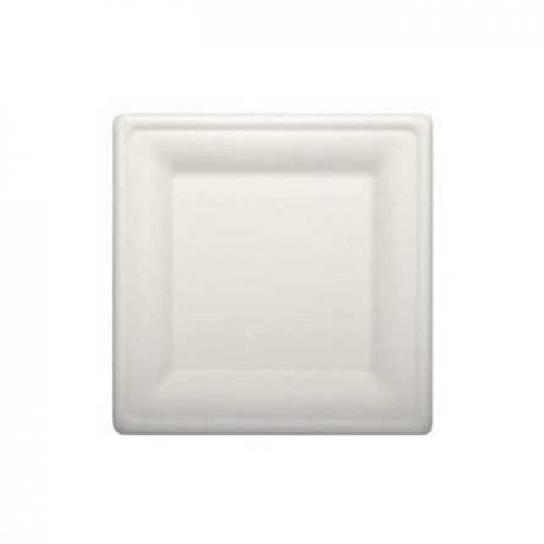 Pratos 26x26cm Cana de Açucar Cor Natural Quadrados 50un