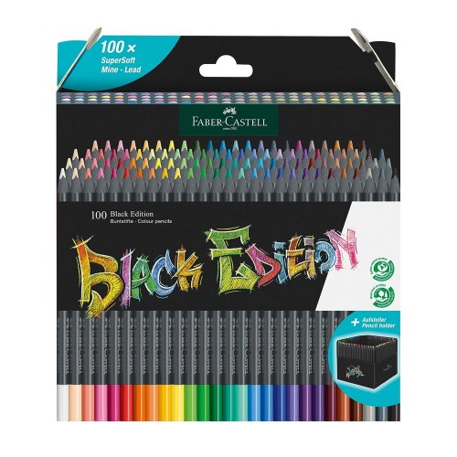 Lápis Cor 100un Cx Cartão Faber-Castell Black Edition 18cm