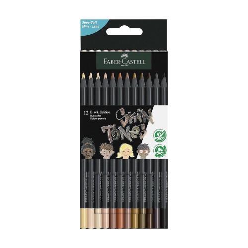 Lápis Cor 12un Faber-Castell Black Edition Tons Pele 18cm