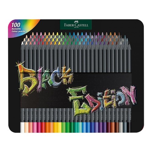 Lápis Cor 100un Cx Metal Faber-Castell Black Edition 18cm