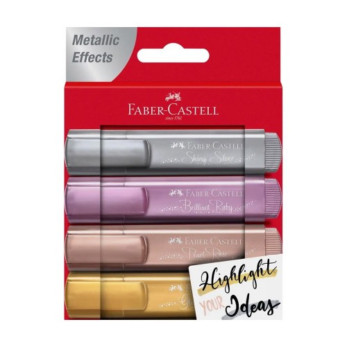 Marcador Fluorescente Faber Texliner46 4 Cores Metálicas 4un