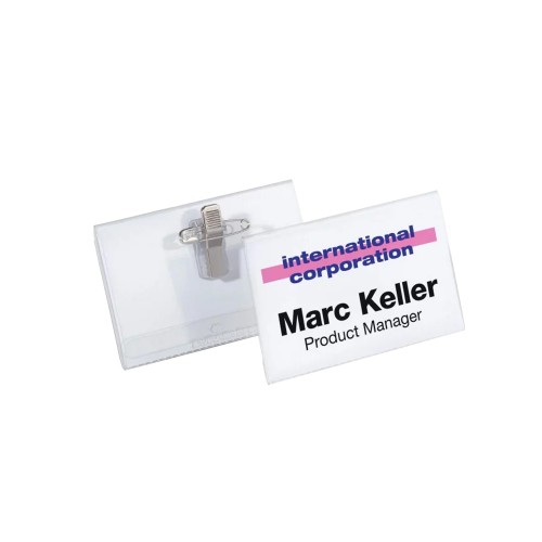 Porta Nomes Horizontal 75x40mm Durable Mola+Alfinete-25un
