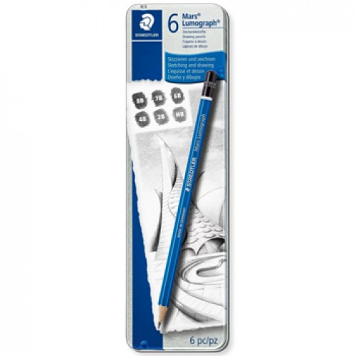 Lápis Grafite 100 G6 STAEDTLER Mars Lumograph Cx Metal 6un
