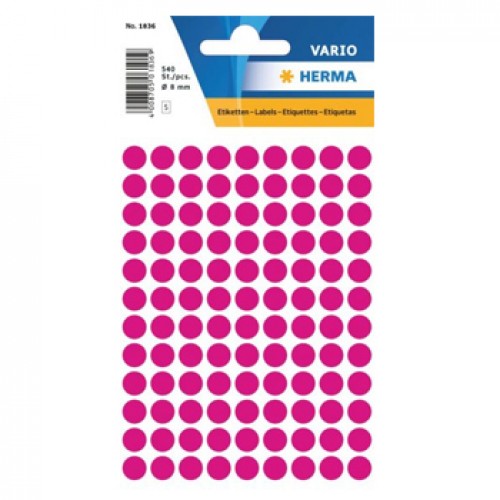 Etiquetas Redondas 08mm Rosa Herma1836 540un