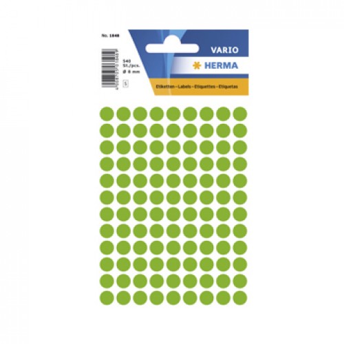 Etiquetas Redondas 08mm Verde Fluorescente Herma1848 540un