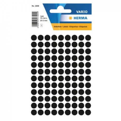 Etiquetas Redondas 08mm Preto Herma1849  540un