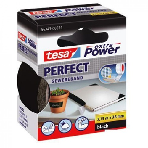 Fita Adesiva Tecido 38mmx2.75m Extra Power Tesa Preto