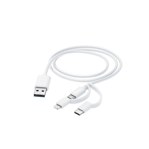Cabo USB-C para Type-A/ Lightning/ Micro-USB 1m Branco