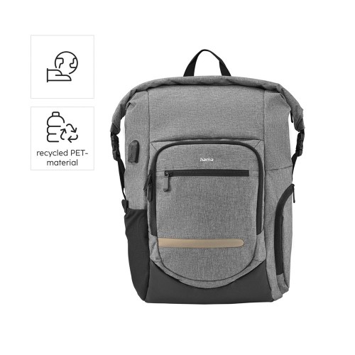 Mochila Portátil 15.6 Roll-Top Terra USB Cinza