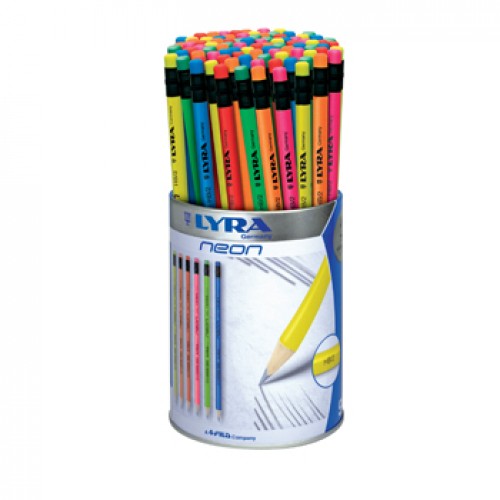 Lápis Carvão Nº2-HB Lyra Neon c/Borracha Copo 96un