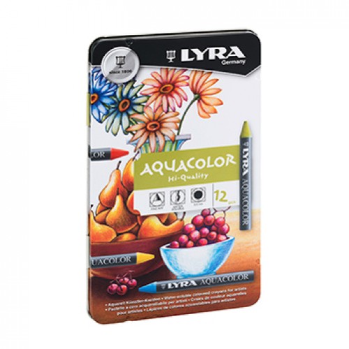 Lápis de Cera 12 Cores Lyra Aquacolor Cx Metal