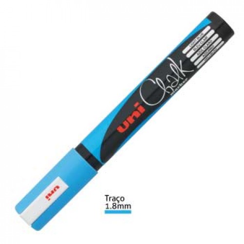 Marcador Giz UNI PWE-5M 1,8-2,5mm Azul Claro 1un