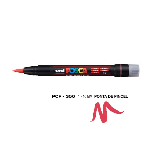 Marcador Uniball Posca PCF-350 1-10mm Vermelho (15) 1un
