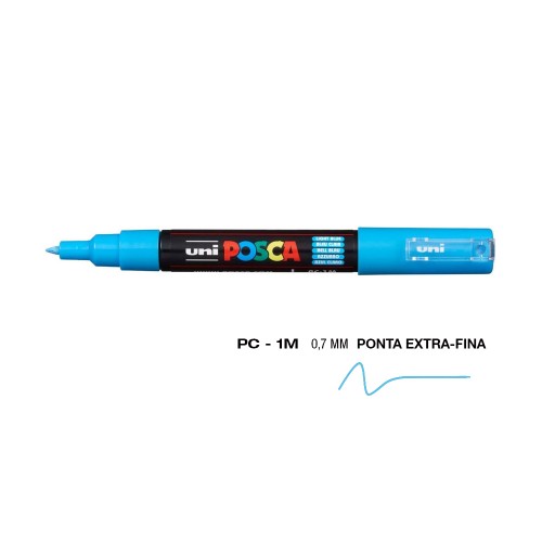 Marcador Uniball Posca PC-1M 0,7mm Azul Claro (8) 1un