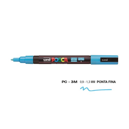 Marcador Uniball Posca PC-3M 0,9mm Azul Claro (8) 1un