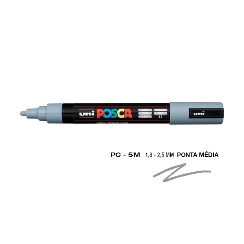 Marcador Uniball Posca PC-5M 1,8mm Cinza (37) 1un