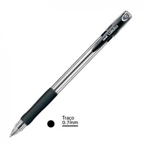 Esferográfica Uni Lakubo SG100 RuberGrip Preto 0,7mm 12un