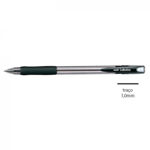 Esferográfica Uni Lakubo SG100 RuberGrip Preto 1mm 12un