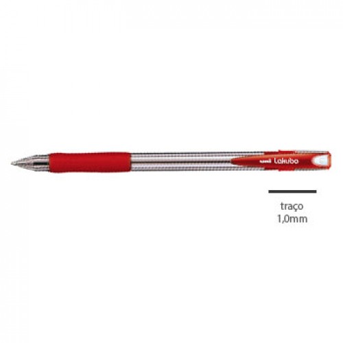 Esferográfica Uni Lakubo SG100 RuberGrip Vermelho 1mm 12un