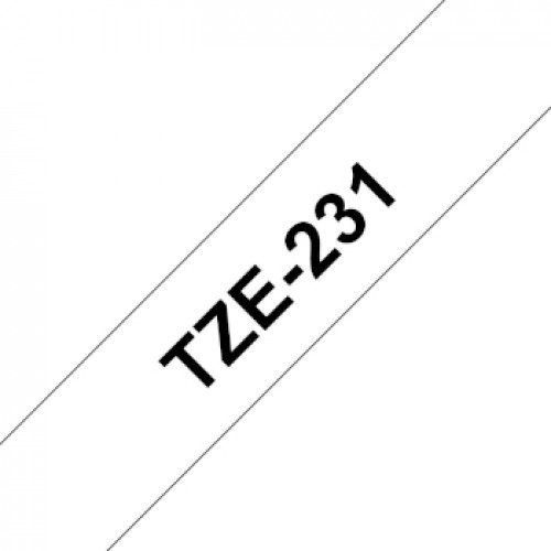 Fita Laminada 12mmx8mts Branco/Preto