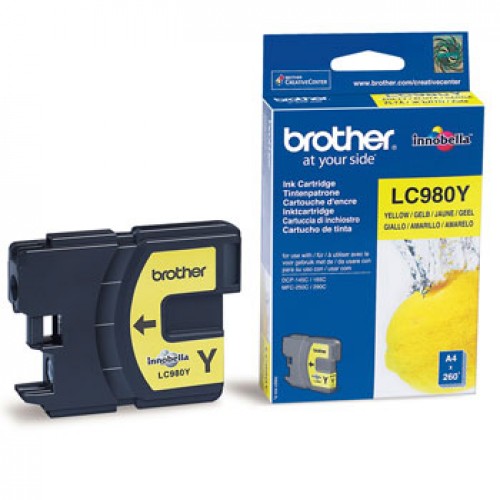 Tinteiro Brother LC980Y Amarelo 4,8ml 260 Pág.