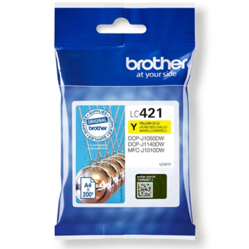 Tinteiro Brother LC421Y Amarelo 200 Pág.