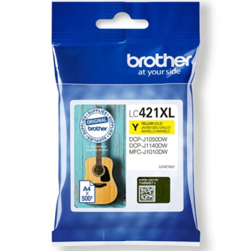 Tinteiro Brother LC421XLY Amarelo 500 Pág.