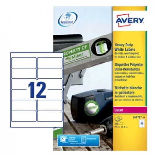 Etiquetas Resistentes 099,1x042,3mm 20Fls Avery 240un