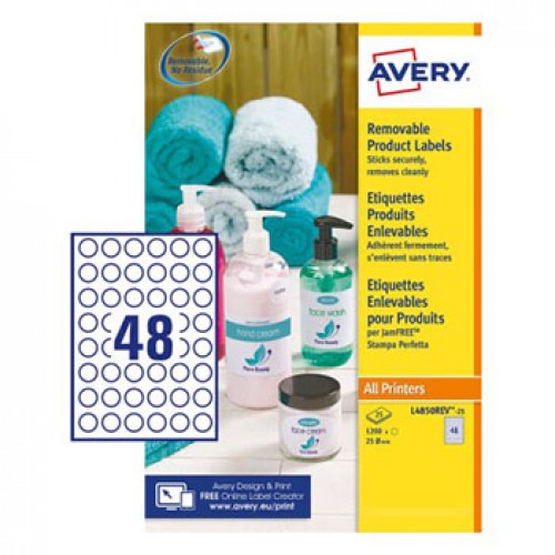 Etiquetas Redondas Removíveis 25mm Avery 25 Folhas 1200un