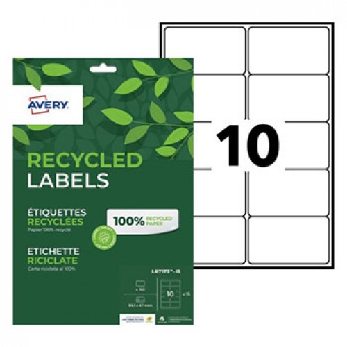 Etiquetas Recicladas 99,1x57mm Avery 15 Folhas 150un