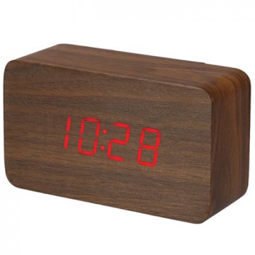 Relógio Despertador + Calendário + Temperatura Madeira