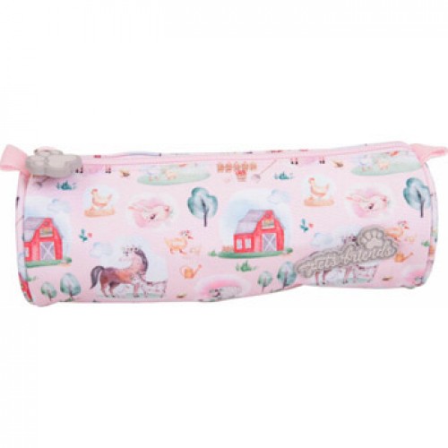 Estojo Redondo Ambar Pets Friends Farm Rosa
