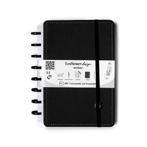 Caderno Inteligente A5 PU Ambar EcoSmart Preto 100Fls 1un