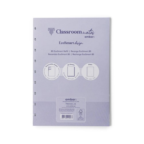 Recarga Caderno Inteligente Ambar EcoSmart B5 Liso 50Fls