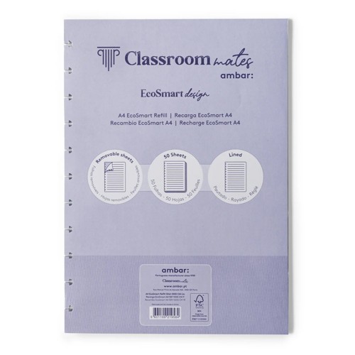 Recarga Caderno Inteligente Ambar EcoSmart A4 Pautado 50Fls