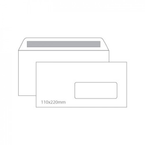 Envelopes 110x220mm DL c/Janela Branco 090g Laser 500un